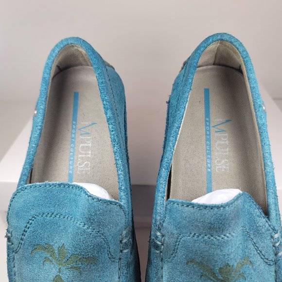 Impulse Men's Designer Casual Slip-on Shoes In Blue Brushed Suede - Picture 6 of 7